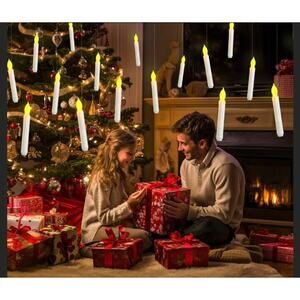 24 Pcs Hanging Floating Candles, NO Remote, Flameless Taper Candles Battery Oper